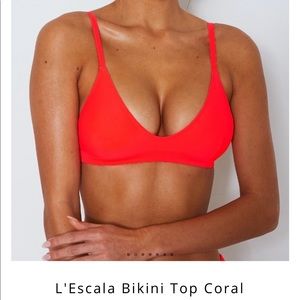 White Fox Neon Coral Bikini Top and Bottom NWT